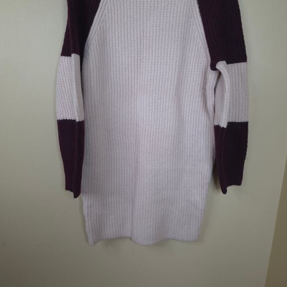 Express Colorblock Mock Neck Shift Sweater Dress in Light Pink/Maroon Size L - Picture 2 of 10